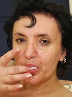 His wife walks in on him boning his mother in law and shooting cum on her pretty face